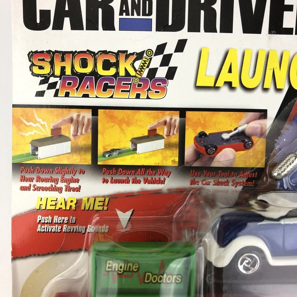 Road Champs Car and Driver Shock Racers Launcher Hot Rod Die Cast Car 1/64 Scale